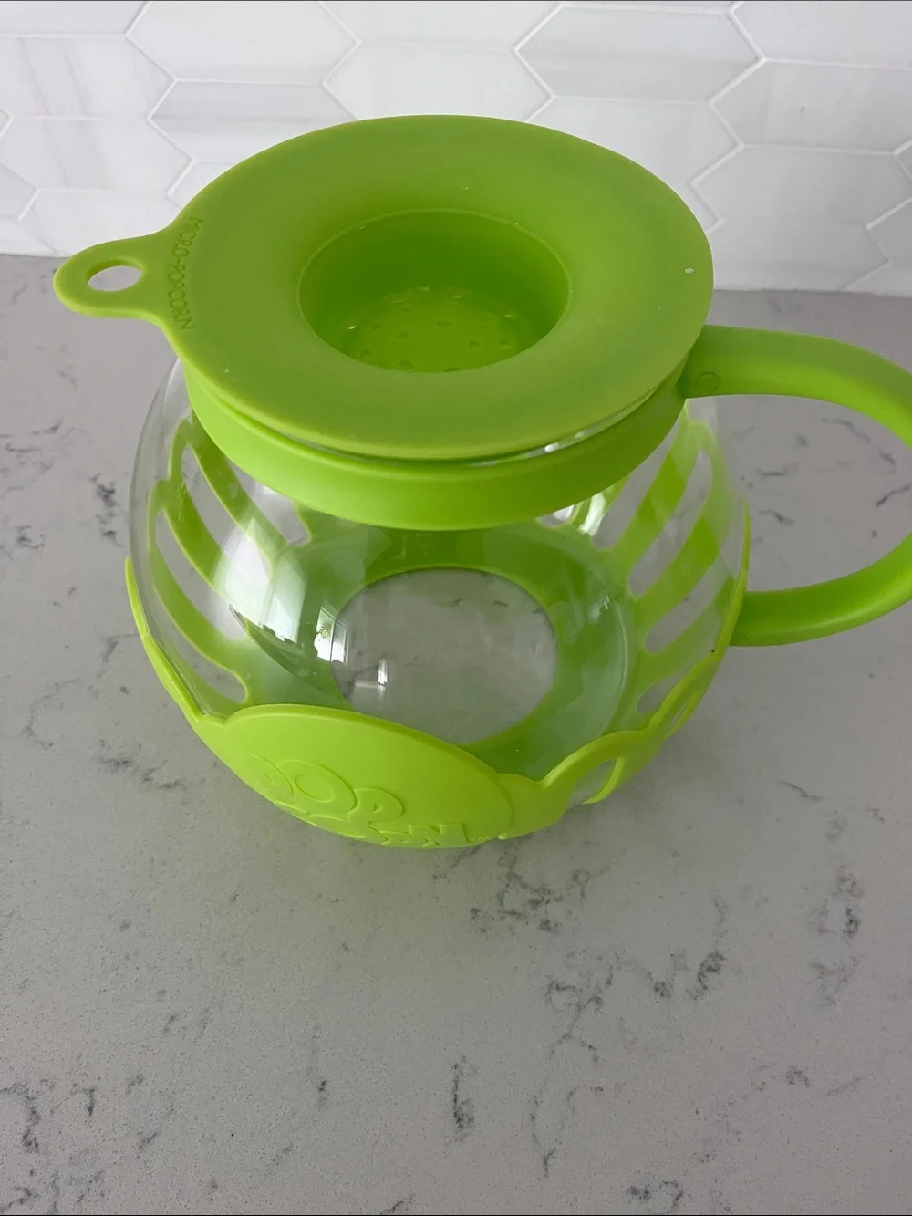 Green Popcorn popper Serving Bowl with Lid and Handle